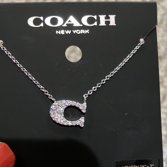 Coach Pave Signature C Necklace, Women's 91433 silver - Picture 3 of 11